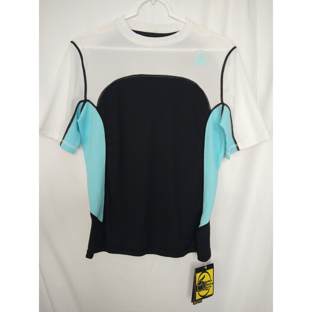 NWT Body Glove UVP Rash Guard Size L Blue White Black Colorblock Surf Swim Sun